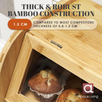 Arise Acacia Wooden Bread Bin for Kitchen Countertop