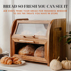 Arise Acacia Wooden Bread Bin for Kitchen Countertop