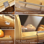 Arise Acacia Wooden Bread Bin for Kitchen Countertop