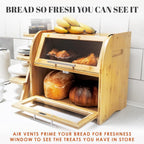 Arise Acacia Wooden Bread Bin for Kitchen Countertop