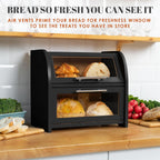 Arise Acacia Wooden Bread Bin for Kitchen Countertop