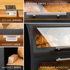 Arise Acacia Wooden Bread Bin for Kitchen Countertop
