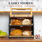 Arise Acacia Wooden Bread Bin for Kitchen Countertop
