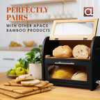 Arise Acacia Wooden Bread Bin for Kitchen Countertop
