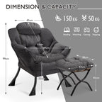 Armchair with Ottoman Comfy Upholstered Lounge Reading Chair