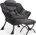 Armchair with Ottoman Comfy Upholstered Lounge Reading Chair