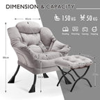 Armchair with Ottoman Comfy Upholstered Lounge Reading Chair
