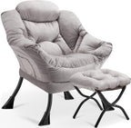 Armchair with Ottoman Comfy Upholstered Lounge Reading Chair