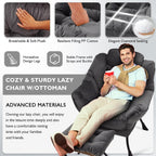 Armchair with Ottoman Comfy Upholstered Lounge Reading Chair
