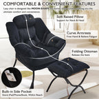 Armchair Living Room Comfy Reading Chair with Footstool