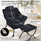 Armchair with Ottoman Comfy Upholstered Lounge Reading Chair