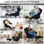 Armchair Living Room Comfy Reading Chair with Footstool