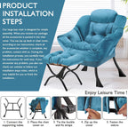 Armchair with Ottoman Comfy Upholstered Lounge Reading Chair