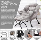 Armchair with Ottoman Comfy Upholstered Lounge Reading Chair