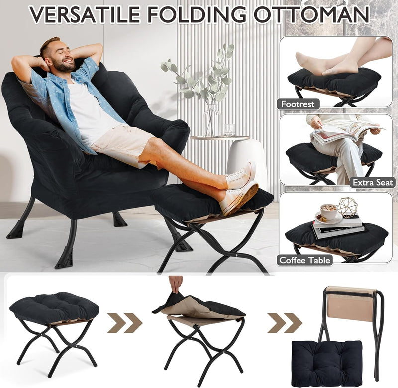 Armchair Living Room Comfy Reading Chair with Footstool