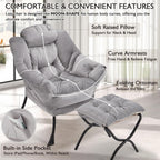 Armchair with Ottoman Comfy Upholstered Lounge Reading Chair