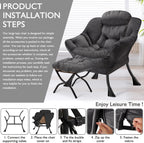 Armchair with Ottoman Comfy Upholstered Lounge Reading Chair