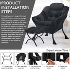 Armchair Living Room Comfy Reading Chair with Footstool