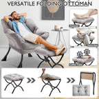Armchair with Ottoman Comfy Upholstered Lounge Reading Chair
