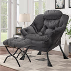 Armchair with Ottoman Comfy Upholstered Lounge Reading Chair
