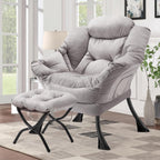 Armchair with Ottoman Comfy Upholstered Lounge Reading Chair