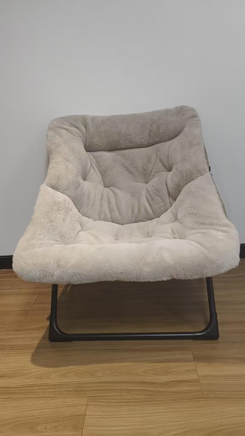 Armchair Saucer Chair Comfy Faux-Fur Reading for Bedroom