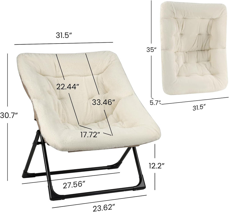 Armchair Saucer Chair Comfy Faux-Fur Reading for Bedroom