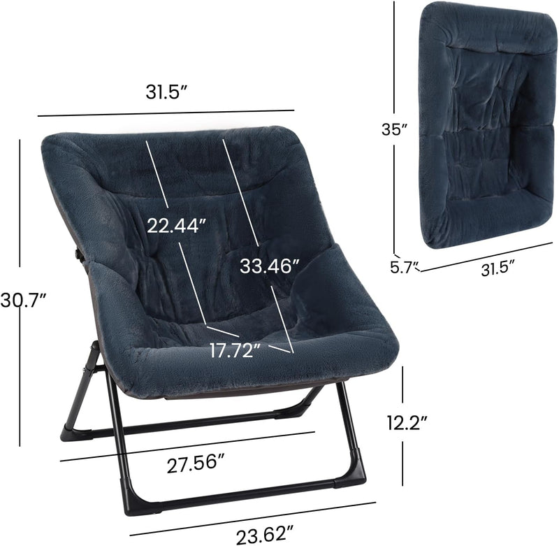 Armchair Saucer Chair Comfy Faux-Fur Reading for Bedroom