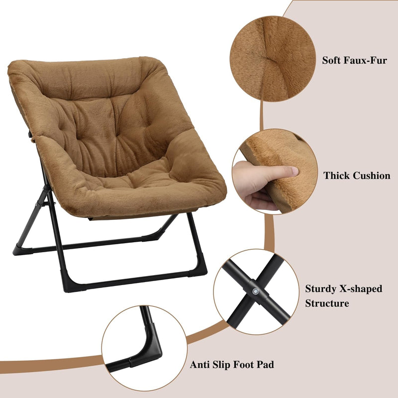 Armchair Saucer Chair Comfy Faux-Fur Reading for Bedroom