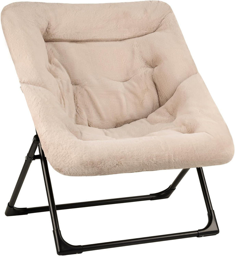 Armchair Saucer Chair Comfy Faux-Fur Reading for Bedroom