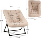 Armchair Saucer Chair Comfy Faux-Fur Reading for Bedroom