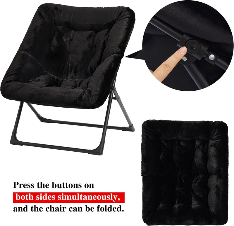 Armchair Saucer Chair Comfy Faux-Fur Reading for Bedroom