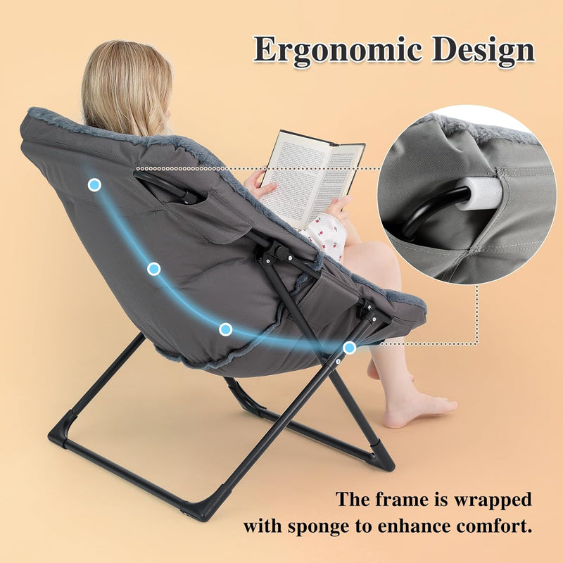 Armchair Saucer Chair Comfy Faux-Fur Reading for Bedroom