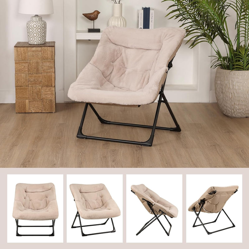 Armchair Saucer Chair Comfy Faux-Fur Reading for Bedroom