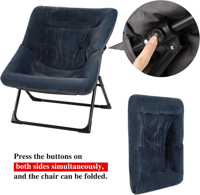 Armchair Saucer Chair Comfy Faux-Fur Reading for Bedroom