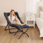Armchair Saucer Chair Comfy Faux-Fur Reading for Bedroom