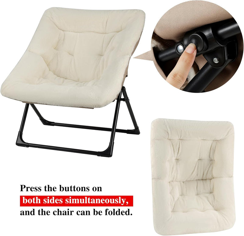 Armchair Saucer Chair Comfy Faux-Fur Reading for Bedroom