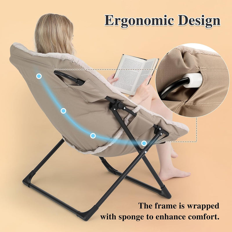 Armchair Saucer Chair Comfy Faux-Fur Reading for Bedroom