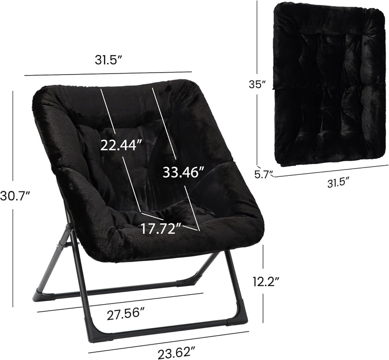Armchair Saucer Chair Comfy Faux-Fur Reading for Bedroom