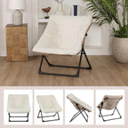 Armchair Saucer Chair Comfy Faux-Fur Reading for Bedroom