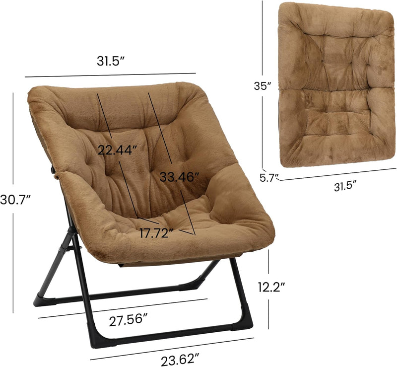 Armchair Saucer Chair Comfy Faux-Fur Reading for Bedroom