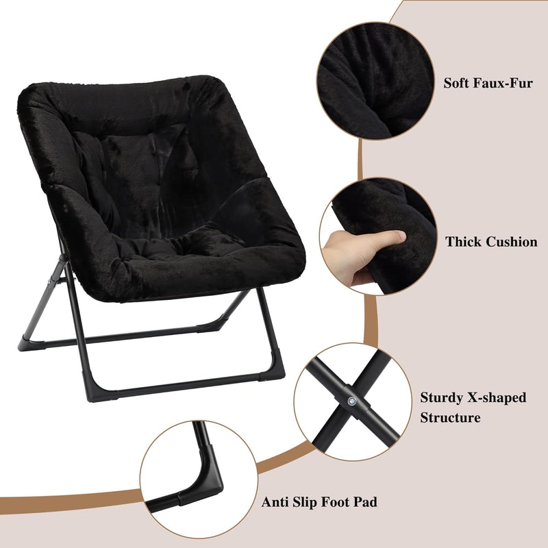 Armchair Saucer Chair Comfy Faux-Fur Reading for Bedroom