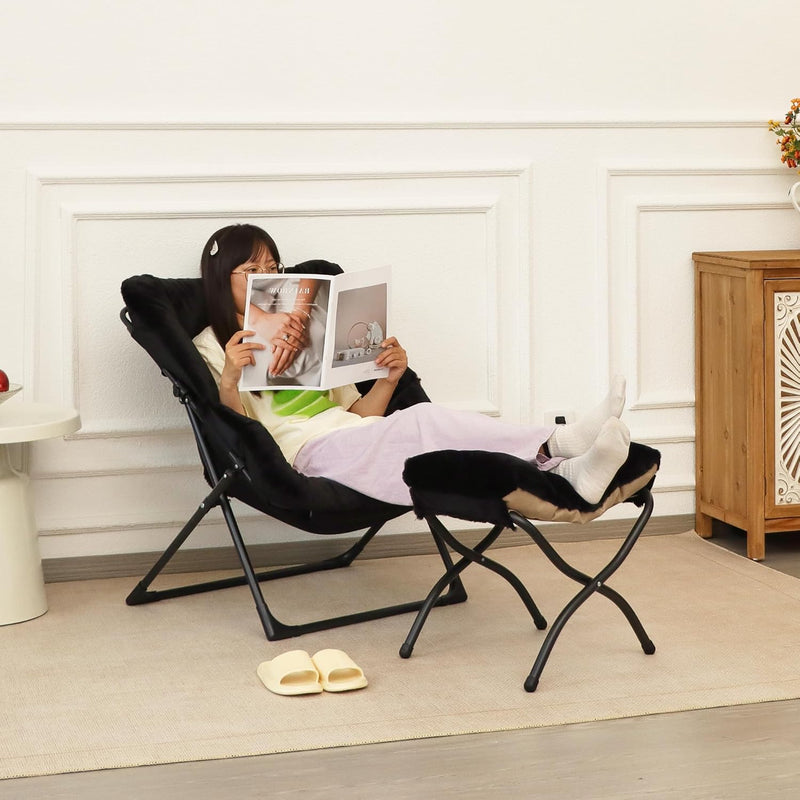 Armchair Saucer Chair Comfy Faux-Fur Reading for Bedroom