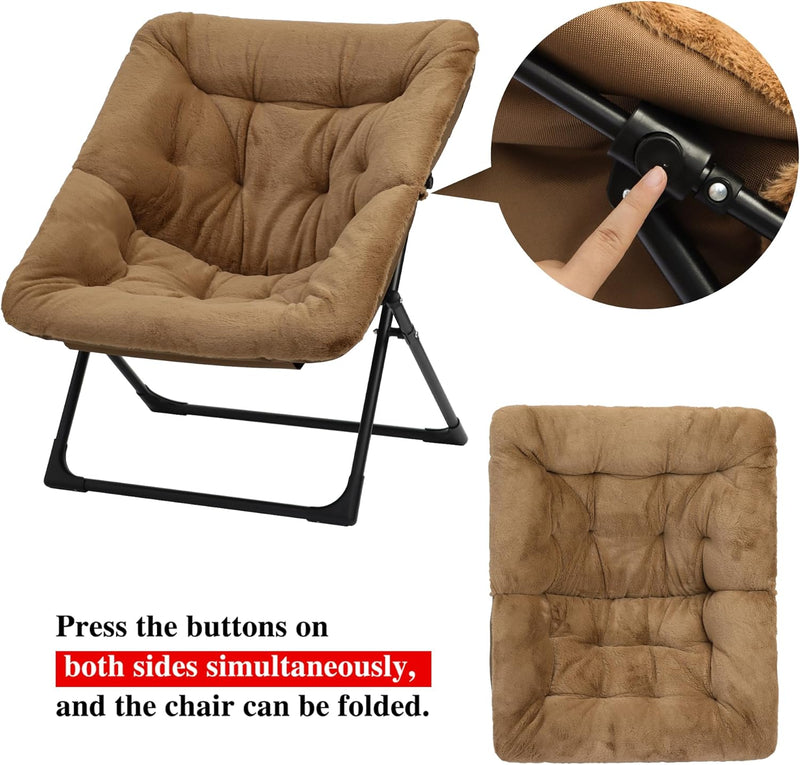 Armchair Saucer Chair Comfy Faux-Fur Reading for Bedroom