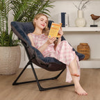 Armchair Saucer Chair Comfy Faux-Fur Reading for Bedroom