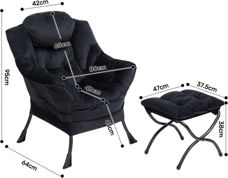Armchair with Footstool Comfy Chairs Living Room Reading