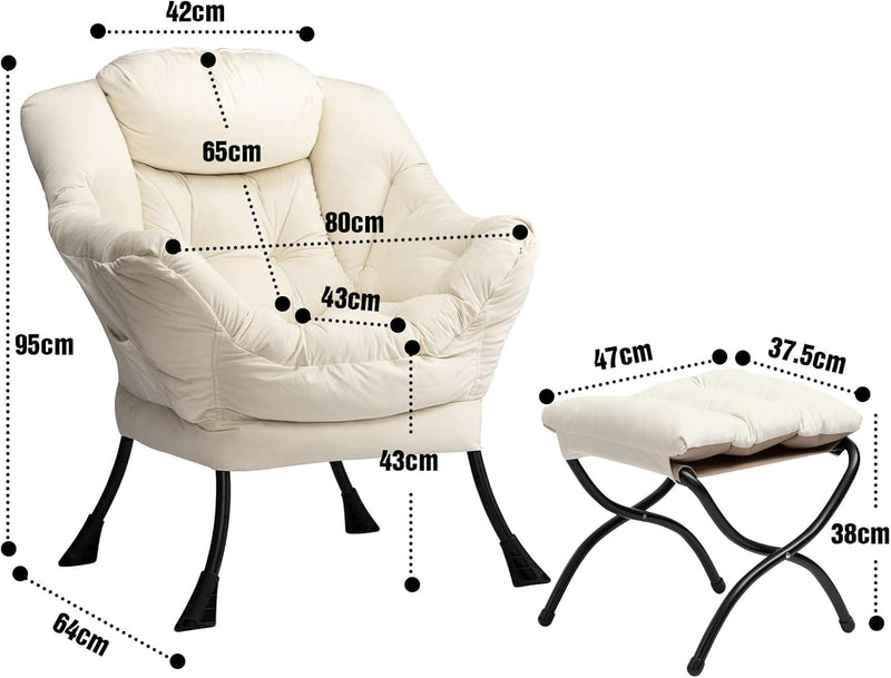 Armchair with Footstool Comfy Chairs Living Room Reading