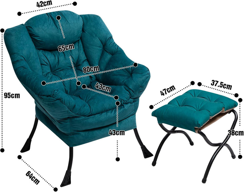 Armchair with Footstool Comfy Chairs Living Room Reading
