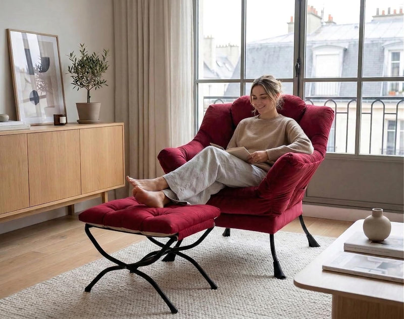 Armchair with Footstool Comfy Chairs Living Room Reading
