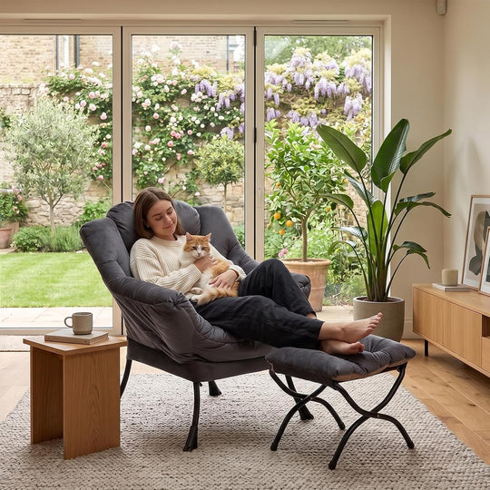 Armchair with Footstool Comfy Chairs Living Room Reading
